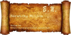 Beretzky Milica névjegykártya